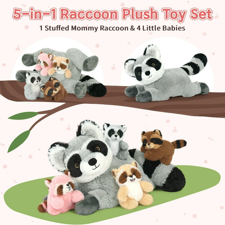 MorisMos 18" Raccoon Stuffed Animal Mommy Raccoon and 4 Baby Plush Toys - Walmart.com MorisMos 18" Raccoon Stuffed Animal Mommy Raccoon and 4 Baby Plush Toys - Walmart.com