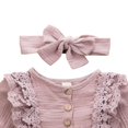 thumbnail image 3 of PENGXIANG Baby Girls Solid Color Long Sleeve Ruffle Romper Autumn Outfit 0-24 Months, 3 of 5