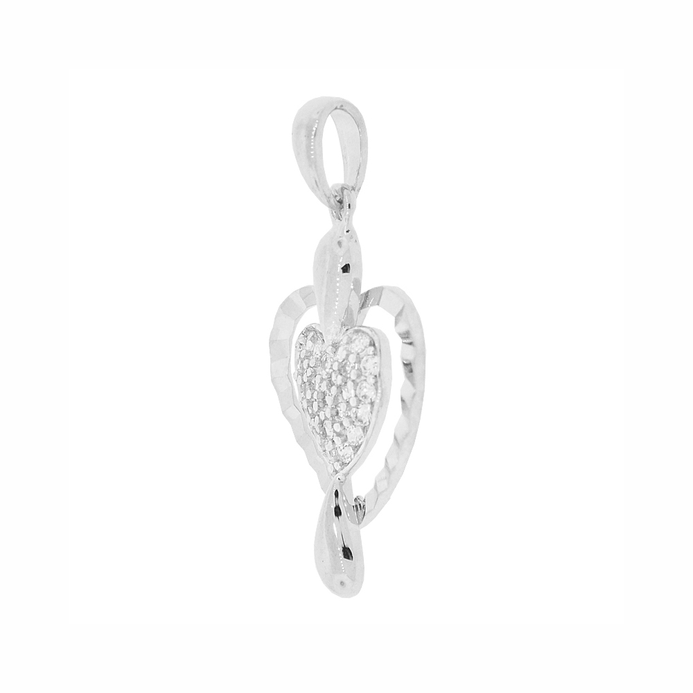 Details about / 14k White Real Gold Plain Heart Love CZ Ladies SMALL Pendant Charm Free Chain