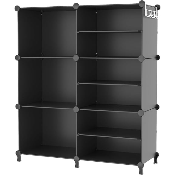6 Cube Closet Organizer Storage Shelves, Black | Portable Closet Clothes Organizers Storage Shelf DIY Stackable Cubby Shelving for Closet Bedroom Living Room Office