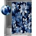 thumbnail image 3 of Extra Long Shower Curtain 72x96 Inch, Navy Blue Spring Floral Shower Curtain Waterproof Bathroom Decor Watercolor Summer Flower Botanical Fabric Bath Curtain Set Accessories with Hooks, 3 of 6