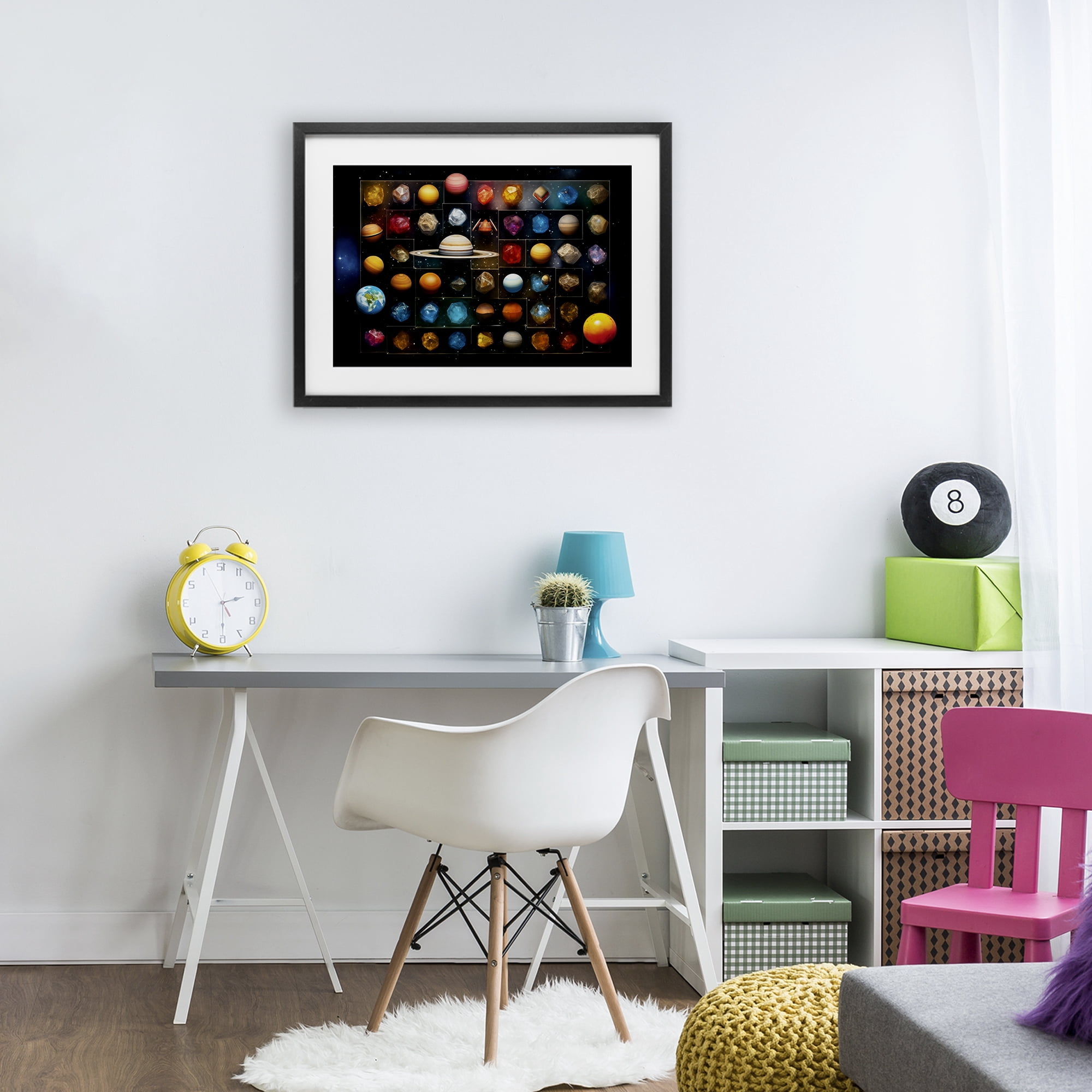 Stupell Industries Celestial Gems & Planets Black Framed Print Under Glass, design by Ray Powers