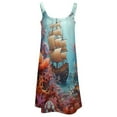 thumbnail image 5 of Underwater World Ship Coral Women's Summer Dresses 2025 Beach Casual Sleeveless Floral Print Tank Loose Sundress, 5 of 8