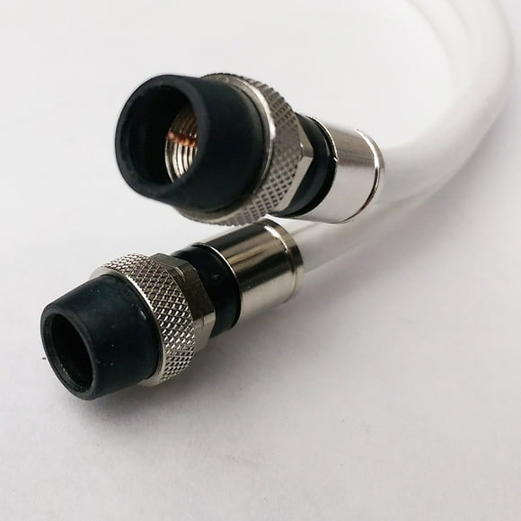 PHAT SATELLITE INTL - Câble Coaxial 3GHz Solide Cuivre Nu 18AWG RG6 CL2 avec Accessoires de Bottes Météo, AT&T DIRECTV SATELLITE CATV RG6/U Coaxial, Assemblé aux USA (4 Pieds, Blanc)