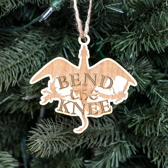 Ornament - Bend the Knee - Raw Wood 4x3in