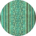 thumbnail image 1 of Ahgly Company Indoor Round Abstract Turquoise Blue Modern Area Rugs, 8' Round, 1 of 4