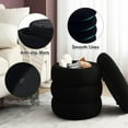 thumbnail image 4 of Boucle Ottoman with Storage Black, Small Round Footrest Stool with Removable Lid, Upholstered Sherpa Vanity Chair for Bedroom Entryway, 4 of 8