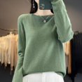 thumbnail image 1 of Suéter de cachemira pura de otoño e invierno para mujer, jersey corto de cuello redondo, jersey de manga larga de lana de tubo recto, suéter versátil, 1 of 6