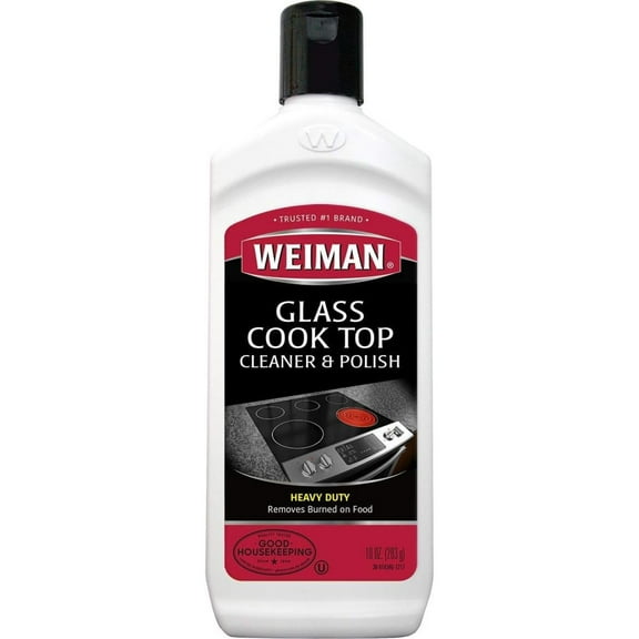 Weiman Glass Cooktop Heavy Duty Cleaner & Polish - Shines and Protects Glass/Ceramic Smooth Top Ranges with its Gentle Formula - 10 Oz., Clear