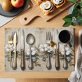 thumbnail image 2 of Knife and Fork Placemats Set of 6, Tableware Floral Non-Slip Place Mats Washable Table Mats for Kitchen Dining Table Decorations Indoor/Outdoor, 2 of 9