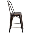 thumbnail image 3 of 24'' High Distressed Copper Metal Indoor-Outdoor Counter Height Stool with Back, 3 of 9