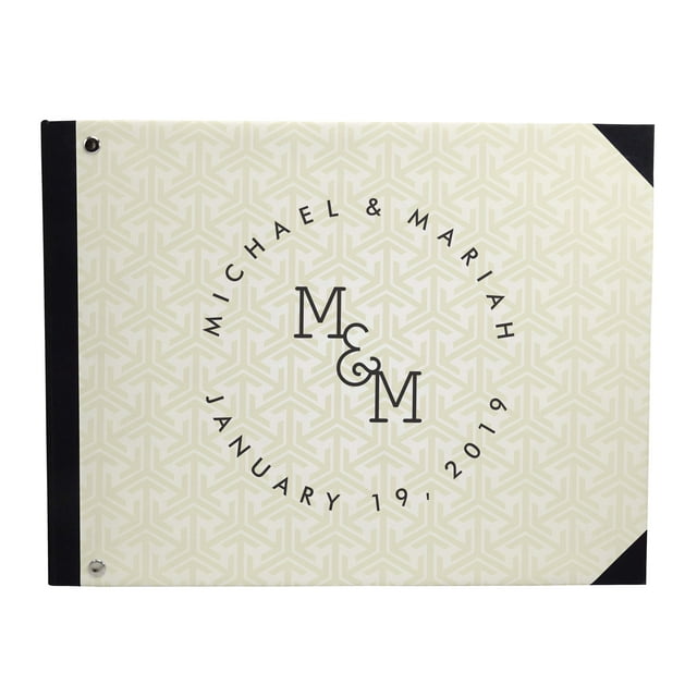Darling Souvenir Beige Seamless Arrows & Text Wedding Guest Book Hardbound Guest Sign-In Book Guest Registry Guestbook-9 x 12 Inches