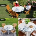 thumbnail image 4 of Blue Botanical Round Tablecloth for 45-54 Inch Tables, Fitted Table Cover with Elastic Edge, Pastoral Leaf Watercolor Waterproof Outdoor Table Cloth Protector for Patio Garden Dinner Picnic, 4 of 9