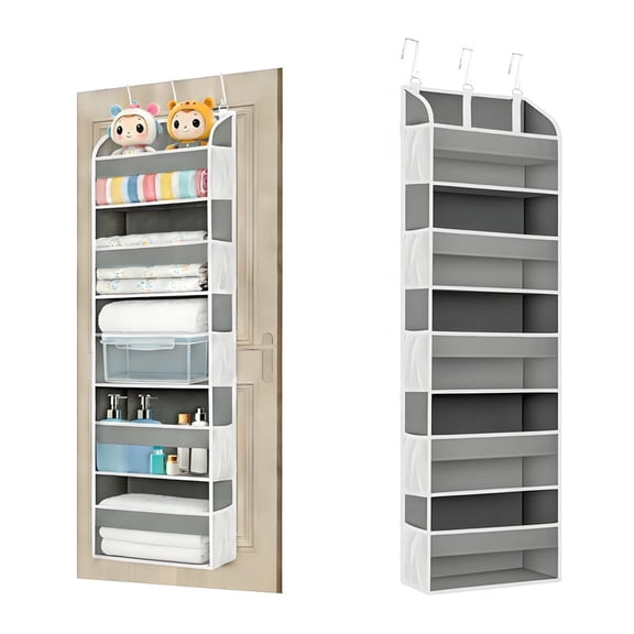 SWAEAZR 1 Pack Over The Door Storage Organizer, 5-Tier Over the Door Storage Organizer with 10 Side Mesh Pockets, 44 lbs Weight Capacity Door Hanging Organizers for Bedroom,Pantry,Dorm