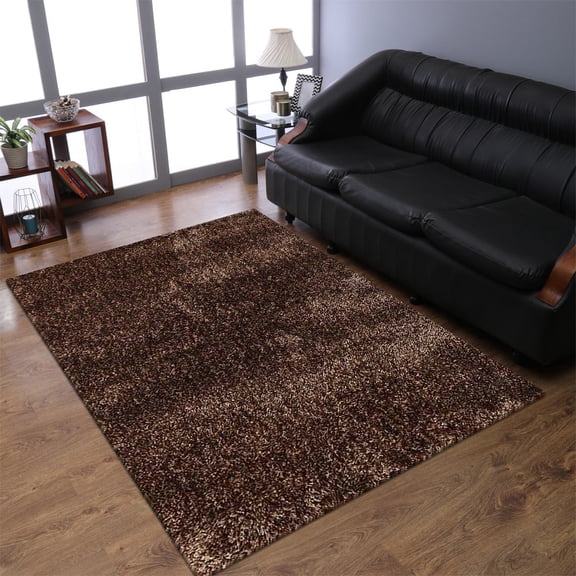 Rugsotic Carpets Hand Tufted Shag Polyester Eco-Friendly 6'x9' Area Rugs Rectangle Beige Brown Plain Solid High Pile Thick Handmade Anti Skid Indoor Rug for Living Room, Bedroom K00105