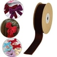 thumbnail image 1 of Cinta de terciopelo de una sola cara, rollo de cinta de terciopelo, cinta de floristería para envolver regalos, decoración, proyectos de manualidades, Marrón, 1 of 10