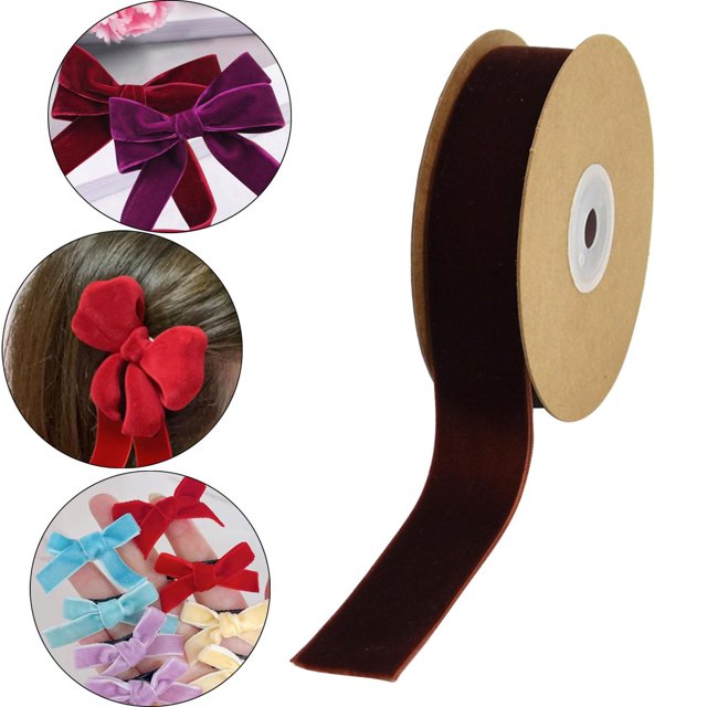 Cinta de terciopelo de una sola cara, rollo de cinta de terciopelo, cinta de floristería para envolver regalos, decoración, proyectos de manualidades, Marrón