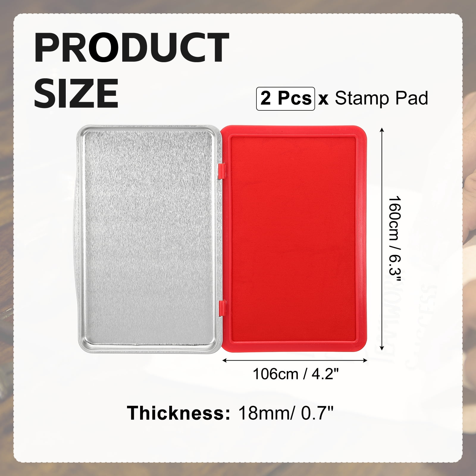 6x4 Inch Stamp Pad, 2Pcs Washable Craft Ink Pad, Waterproof Inkpad Clear Printing for Rubber Stamp, Card Making, Scrapbooking, Fingerprint, Handprint, Stamping, Red