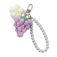 thumbnail image 4 of Llavero de flor de ganchillo hecho a mano con forma de flor y fruta, colgante para bolso con cadena de perlas de imitación, accesorio para niñas y mujeres, llaves y mochila., 4 of 8