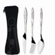 thumbnail image 1 of Stainless steel western steak knife, fork and spoon creative cloth bag portable western tableware set three-piece set, 1 of 2