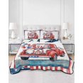 thumbnail image 2 of Full Size Quilt Bedding Set, Independence Day Reversible Summer Quilt 3 Pieces, American Flag Gnomes Balloons Country Truck Lightweight Bedspreads Coverlets with 2 Pillow Shams for All Seasons, 2 of 5