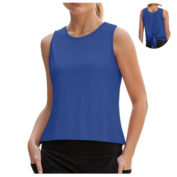 Gubotare Preppy Tank Tops for Girls Girls Dance Tank Tops Racerback Sleeveless Tops for Ballet Gymnastics Dancewear (Blue,11-12 Years)