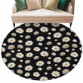 thumbnail image 2 of Spring Floral Daisy 6ft Round Rugs, Black Elegant Pastoral Flowers Watercolor Washable Non-Slip Area Rugs for Living Room Bedroom Kitchen, Low Pile Dining Room Kicthen Circle Carpet, Indoor Floor Rug, 2 of 9