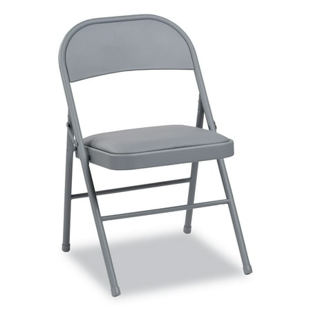 UPC 042167960148 product image for Alera Steel Folding Chair w/Padded Seat, Light Gray, 4/Carton | upcitemdb.com