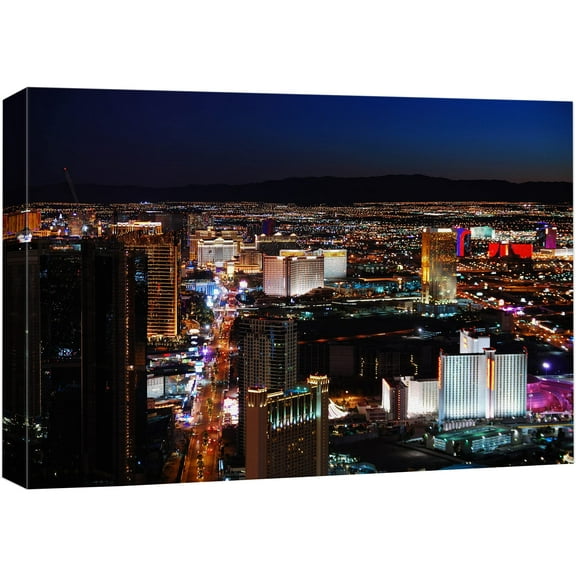wall26 Canvas Print Wall Art Las Vega Strip Night Hotel Skyline Architecture & Maps Cityscape Photography Realism Global Scenic Colorful Multicolor for Living Room, Bedroom, Office - 32"x48&