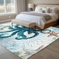 thumbnail image 4 of Turquoise Octopus 5x7 Area Rugs for Living Room, Nautical Retro Ocean Starfish Coral Non Slip Floor Mat Washable Low-Profile Indoor Carpet for Bedroom, Dining Room, Bathroom, 4 of 9