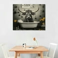 thumbnail image 2 of Orinice Farmhouse Highland Cow Bathroom Wall Art Funny Highland Cattle Bathroom Pictures Wall Decor Cow on Bathtub Relax Soak Unwind Animal Bathroom Sign Canvas Painting Print Artworks Toilet  20x16in, 2 of 6