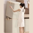 thumbnail image 7 of Extra Large Fabric Storage Bin with Lid, Zipper Closure and Carry Handles, 110L (29 Gallon), Beige Wave Pattern, for Closet Organization and Moving, 7 of 7