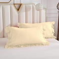thumbnail image 5 of DNG Creations 3 Piece Vintage Ruffle Duvet Cover 100% Egyptian Cotton, 800 Threads Count - With Zipper & Corner Ties ( Oversized Queen - Solid Ivory ), 5 of 7