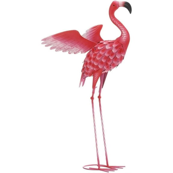 Flying Flamingo Metal Garden Decor, 34 inches