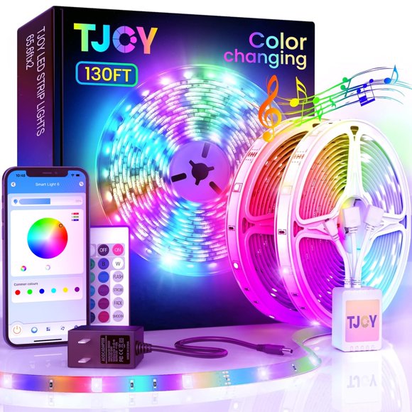 TJOY Tira de luces LED Bluetooth de 50 pies/100 pies Sincronización de música