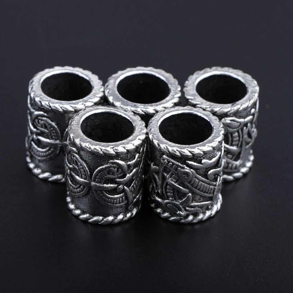 HILABEE 2-3 of pack 5 Pieces Large Viking Rune Beads for Hair Beard DIY 3 Pcs