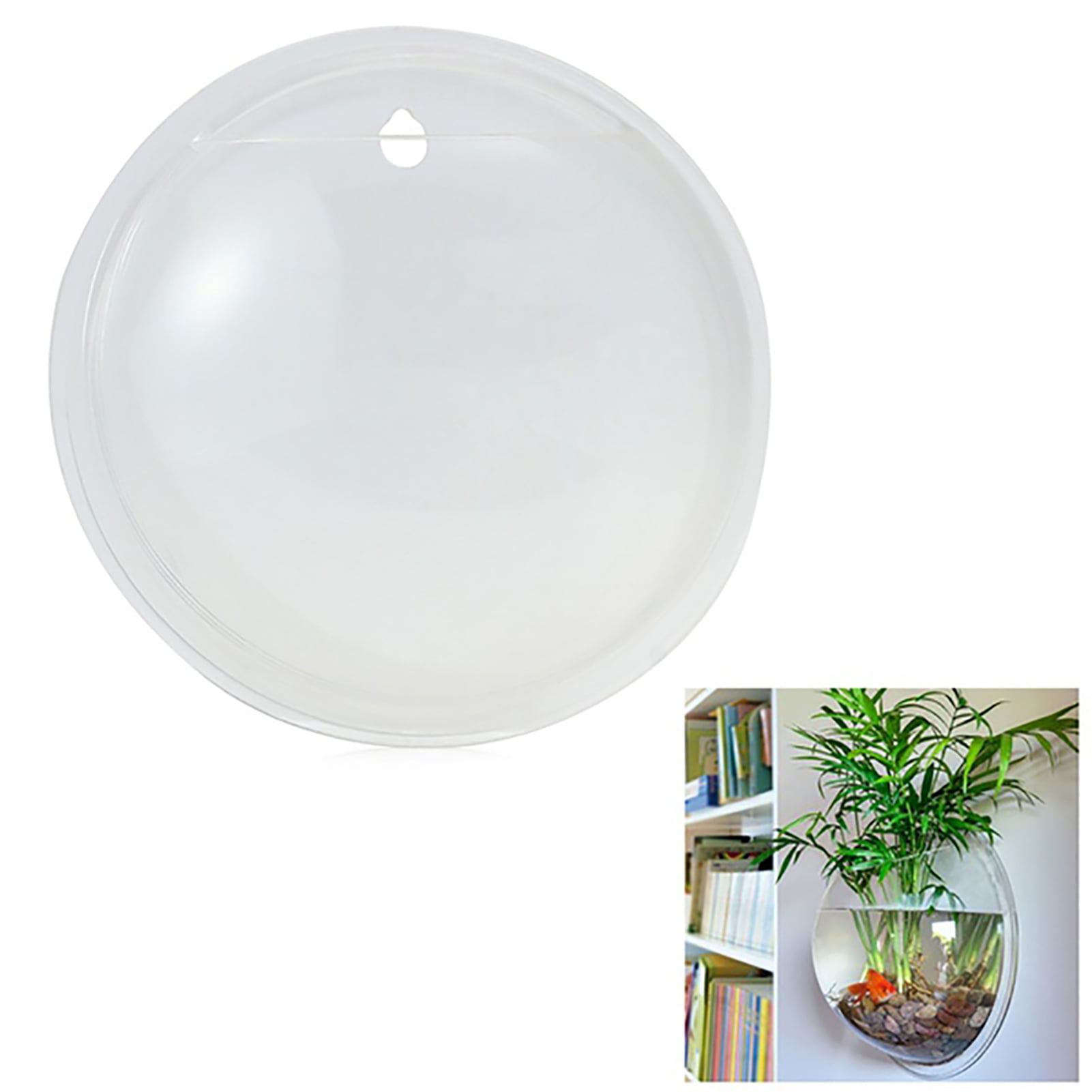 Hevirgo Hanging Wall Mounted Fish Tank Bowl Hanging Bowl for Water Plants, Wall Fish Bubble Tank, Aquarium Wall Decor Plant Fish Bubble - Clear