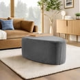 thumbnail image 6 of UIXE Rounded Triangle Ottoman Pebble Footstool Upholstered Coffee Side Tables for Living Room, Gray, 6 of 7