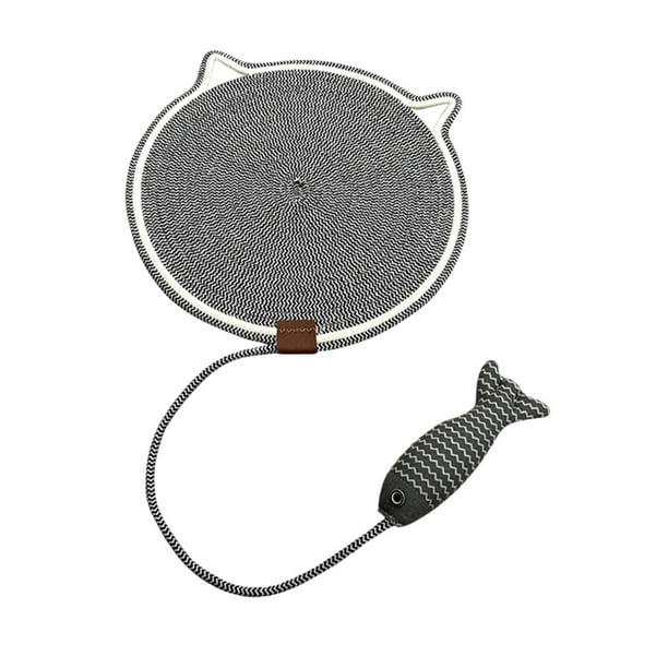 Rascador para gatos con bola de pescado, protector de sofá y muebles, almohadilla para rascar para gatos negro