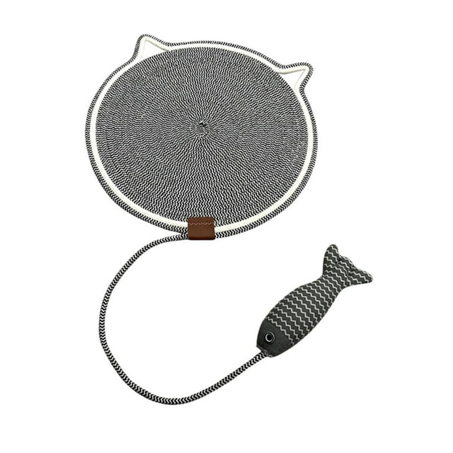 Alfombrilla para rascar para gatos, alfombrilla para rascar con bola de pescado, juguete, alfombrilla para dormir Horizontal para gatos negro