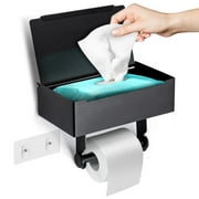 RIOUSERY Toilet Paper Holder with Storage Box Shelf - Bathroom Wall Mount Paper Roll Holder with Wipes Dispenser