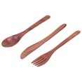 thumbnail image 2 of Fosa Ensemble de 3 Pcs Vaisselle en Bois Naturel Réutilisable Fourchette Cuillère Couverts Écologique, 2 of 8