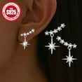 thumbnail image 6 of A Pair Of 925 Sterling Silver - Elegant Star Shaped Pendant Earrings Set with Shiny Cubic Zirconia - Hypoallergenic, Suitable for Weddings And Special Occasions, Fashionable Gift Choice,【silvery】, 6 of 6