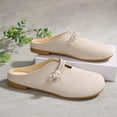 thumbnail image 5 of Avrnliq Womens Mary Jane Mules, Beige Suede-Look Slip On Flats with Knot Strap, Round Toe Comfort Casual Shoes for Daily Office Travel, US Sizes,Size 39, 5 of 9