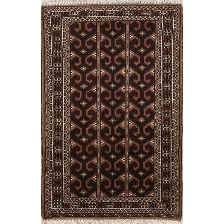 Traditional 3x4 Wool Turkoman Bokhara Hand-Knotted Pakistani Oriental Area