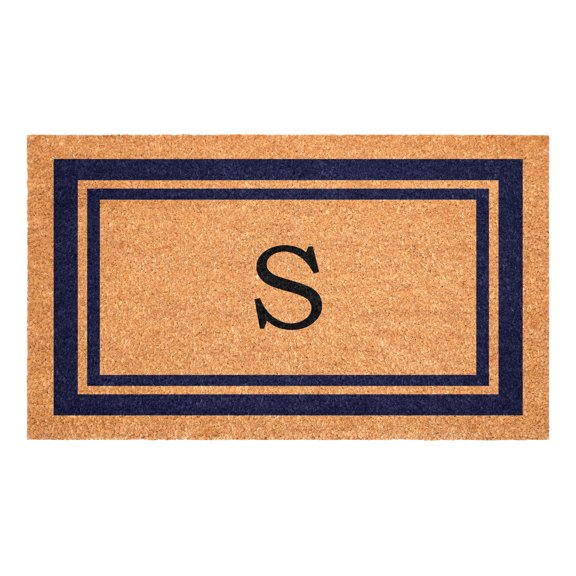 Dark Blue Border Monogram Doormat (Letter S)
