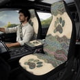 thumbnail image 3 of Xoenoiee Boho Mandala Dog Paw Pattern 5 Pieces Leather Car Interior Accessories, Includes Auto Seat Covers, Seat Belt Pads, Center Console Pad Fit for Most Cars, Vehicles, SUVs, 3 of 7