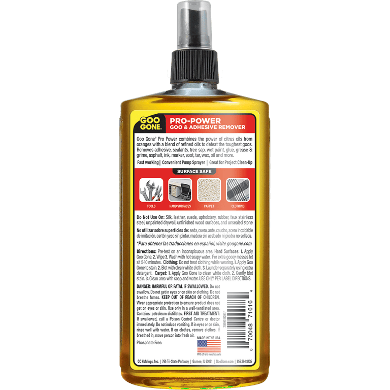 Goo Gone Adhesive Remover PRO POWER Spray Gel - 24 oz Remover Cleaner 
