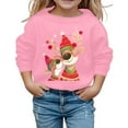 thumbnail image 1 of FYEGRE Haut à Capuche Confort Festif pour Fille, Imprimé Festif, Manches Longues, Col Rond, Chandail Confortable pour les Vacances, Rose 6-7 Ans, 1 of 4