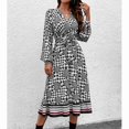 thumbnail image 4 of Vestido largo con cinturón NikouMX estampado y cuello en V, 4 of 7